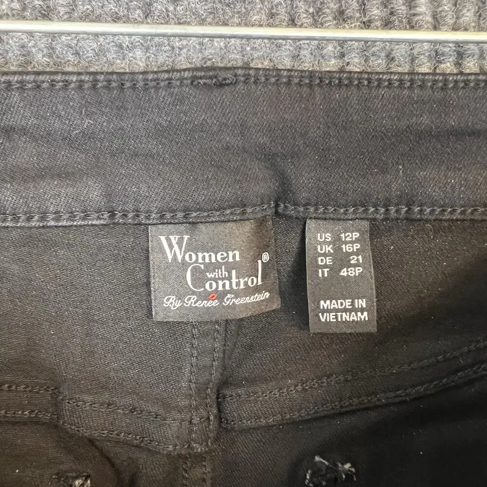 Women with Control Contour Curves Petite Black Wash Jeans Womens Size 12P Denim